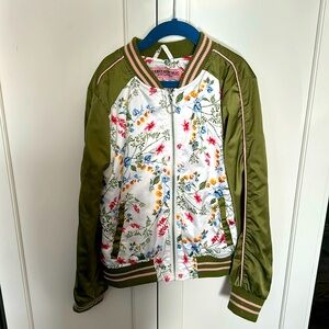 Girls’ Floral Satin Bomber Jacket (L14)